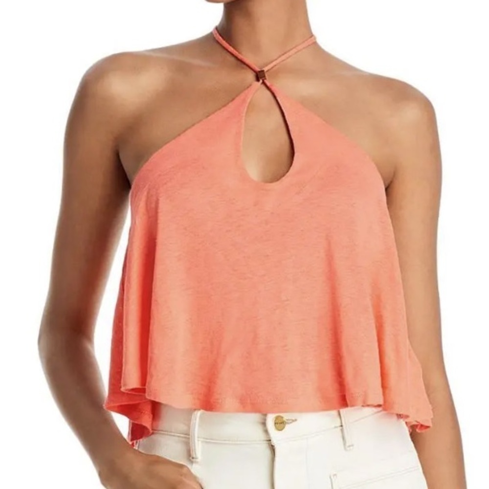 Free People Long Weekend Keyhole Halter Top in Watermelon size Small